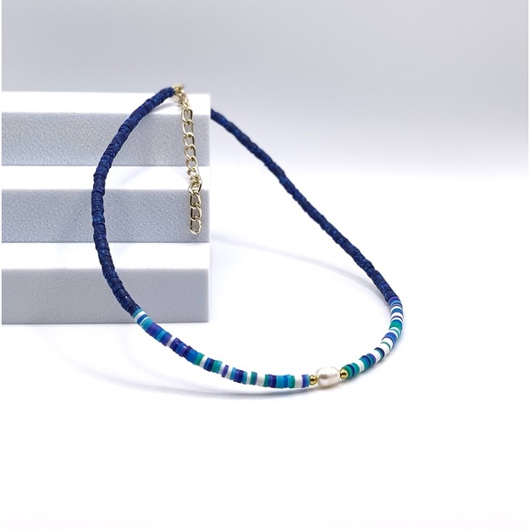 NEW….. Heishi Beaded with Genuine Freshwater Pearl Necklace - Picture 5 of 12